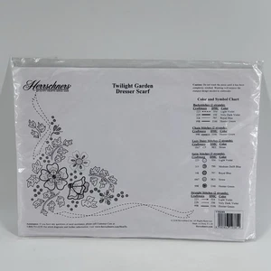 Herrschners Twilight Garden Dresser Scarf Stamped Cross Stitch 110245 NEW - Picture 1 of 2