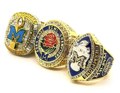 NCAA/ Michigan Wolverines  2024 Championship Rings  Set/ Rose Bowl Big 10 Corum - Image 1 of 4