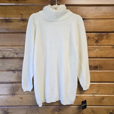 Suéter túnica Jeanne Pierre vintage lana de cordero angora cuello alto talla M agujero Foto 1 de 4