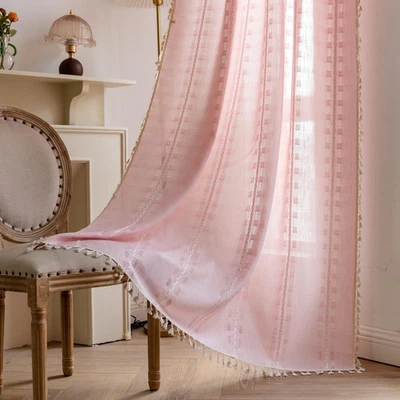 Cortinas Boho Rosa 84 Pulgadas Largo 2 Paneles para Niñas Dormitorio Salón Enfermera... Foto 1 de 4