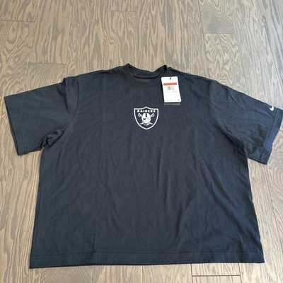 Camiseta preta nova com etiquetas Nike feminina logotipo clássico Las Vegas Raiders cropped grande $45 - Imagem 1 de 4