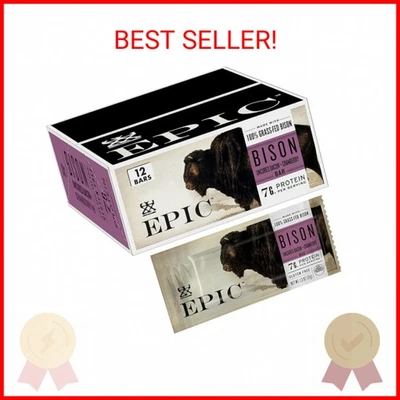 Barras de arándano de tocino de bisonte épico, alimentadas con pasto, caja de 12 barras de 1,3 oz Foto 1 de 2
