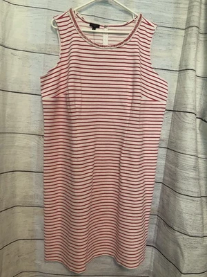 Talbots Woman Plus Dress Sleeveless Striped Career Casual Pink Striped  18W NWT - Image 1 of 4