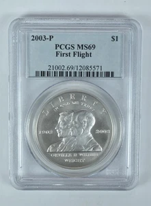 2003-P First Flight Commemorative Dollar MS69 PCGS Blue Label - Picture 1 of 5