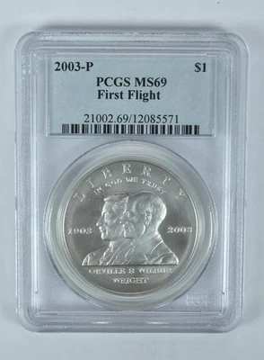 2003-P First Flight Commemorative Dollar MS69 PCGS Blue Label - Image 1 of 4