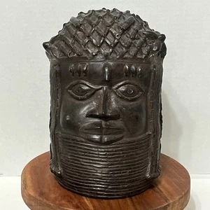 King's Oba Bust Head Collar Benin Bronze Statue 17th Century Replica Nigeria - Picture 1 of 24