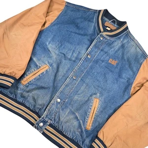 Vintage Denim Jacket Mens XL Varsity Bomber Workwear Canvas Sleeve Y2K 90s - Picture 1 of 15