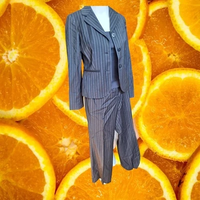 Ann Taylor LOFT Petites Pinstripe 3 Piece Wool Blend Pant Suit Set 0P SP - Image 1 of 4