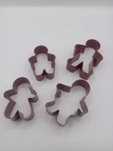 4 GINGERBREAD MEN COPPER COOKIE CUTTERS, VARIOUS SHAPES AND SIZES - Picture 1 of 2