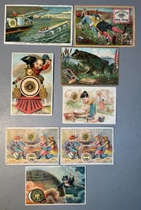 Lot von 8 (acht) Werbe-Sammelkarten aus dem 19. Jahrhundert für Threads. J&P Mäntel, Merrick - Bild 1 von 5