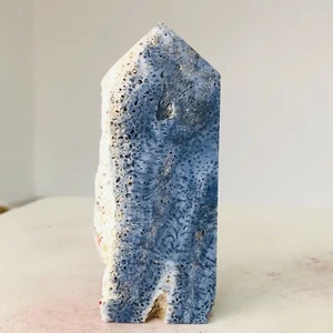 87g Natural Amazing Rare Blue Coral Jade Jasper Tower Point mineral HealingF244 - Picture 1 of 15