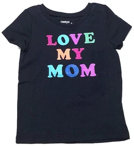 OshKosh B'gosh Girl's Glittery "Love My Mom" Tee; Black (18 Months) - Picture 1 of 1