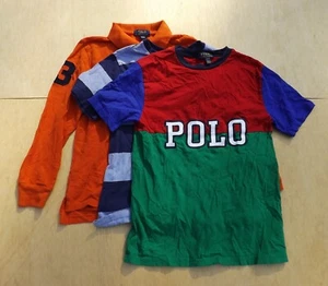 Size Medium (8) Boys Ralph Lauren T-Shirts Set POLO Orange Blue Green Long  - Picture 1 of 4