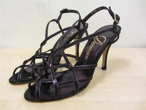 DELMAN Women's Selma-T Purple Black Strappy Open Toe Slingback Shoes 7.5 Heels - Picture 1 of 1