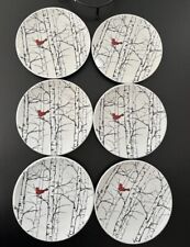 Set Of 6 Desert Plates Set Red Bird Winter Scene Dishes By Room Creative