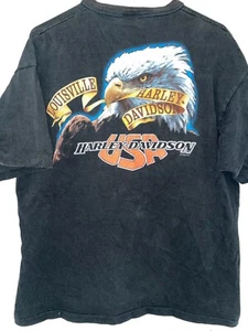 Vintage Harley Davidson Henley Shirt Men XL Black Single Stitch 1995 USA Eagle - Picture 1 of 12