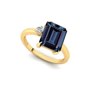 Lab-Created Alexandrite Gemstone Solitaire Ring 18k White Gold Jewelry For Girls - Picture 1 of 10