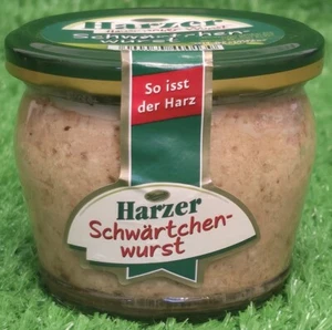(14,95€/kg) Keunecke Harzer Hausmacher SCHWÄRTCHENWURST 200g Glas Ostprodukte !! - Bild 1 von 6
