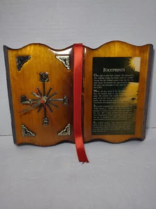 Vintage Bible/Footprints Poem Wooden Wall Clock - TESTED WORKS - SEE VIDEO - Picture 1 of 4
