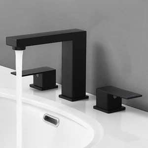 Matte Black Waterfall 8"Widespread Bathroom Vanity Sink Faucet 3 Holes Mixer Tap - Picture 1 of 10