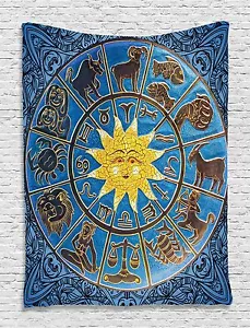 Zodiac Calendar and Sun Tapestry Wall Hanging for Living Room Bedroom Dorm Decor - Picture 1 of 1