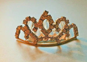 Vintage Silver Metal Crystal Diamante Small Tiara Comb Hair Pin/Dresser 1980' - Picture 1 of 4