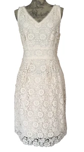 Lady by Yoana Baraschi Ivory Cotton Crochet Lace shift A-line Dress Women's L - Picture 1 of 12