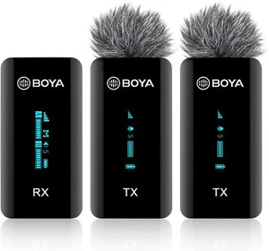 Wireless Lavalier Microphone System, BOYA by-XM6 2.4GHz Dual Lavalier Mic - Picture 1 of 9