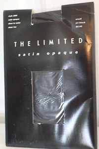 The Limited Satin Opaque Pantyhose Jet Black Sheer Toe  NIP Size Small - Picture 1 of 6