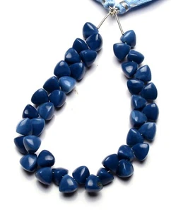 Natural Gem Peru Blue Opal 8.5mm Size Trillion Shape Beads 9" Strand 135Cts. - Picture 1 of 3