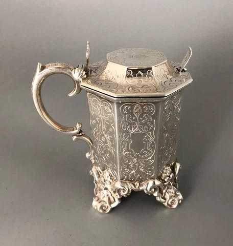 Early Victorian Coronet Silver Mustard Pot Reily & Storer London 1844 AGEZX Cover