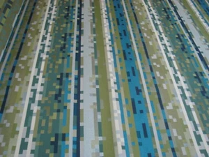 1 of 10 Yds MAHARAM Fabric Stripe Anagram Electric Teal Upholstery 55" x 36" BTY - Picture 1 of 5