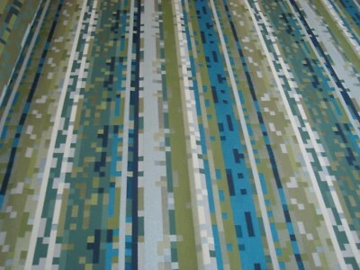 1 of 10 Yds MAHARAM Fabric Stripe Anagram Electric Teal Upholstery 55" x 36" BTY - Image 1 of 4