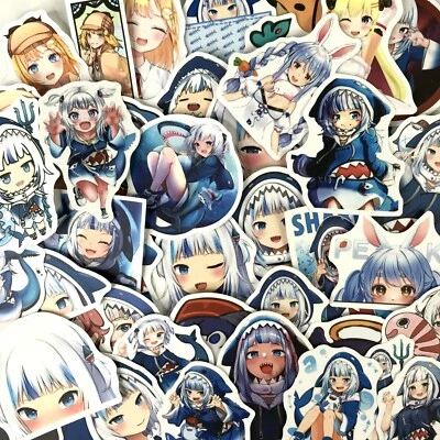 COOLSTICKS 50pc Random Gawr Gura Phone Laptop Water Bottle Decal Sticker