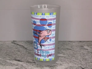 Cat in The Hat Dr Seuss Fish Frosted Glass Tumbler I think I Wet My Jar Fish - Picture 1 of 5
