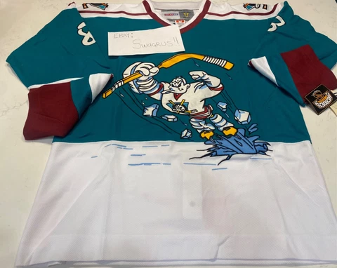 Bnwt VTG 1995 Teemu Selanne Mighty Ducks of Anaheim Jade Wild Wing Jersey Men's Cover