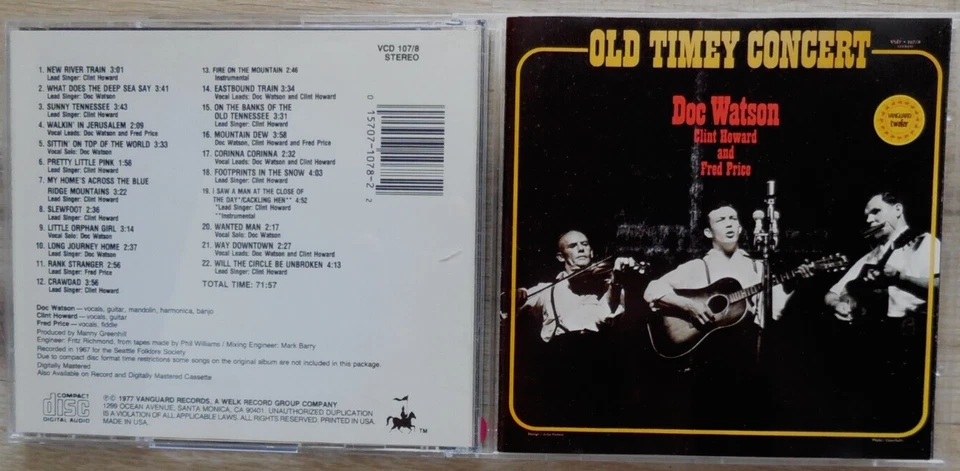 Doc Watson - Old Timey Concert  -  Old Country  Music  CD - Bild 1 von 2