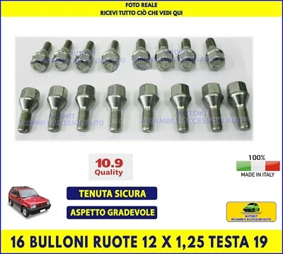 Kit Bulloni per Ruote per Panda Sisley ruota cerchi bullone 12 testa 19 set 4x4 - Immagine 1 di 2
