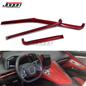 Red Carbon For Corvette C8 Stingray 2020+ Interior Console Dashboard Strips Trim - Bild 1 von 9