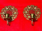 Pair Of Vintage Solid Brass Ornate Sconce Candle Holders