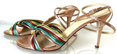 Новый J экипажа коллекции с ремешками каблука сандалии розового золота кожи Италии размер 8,5 - Изображение 1 из 4