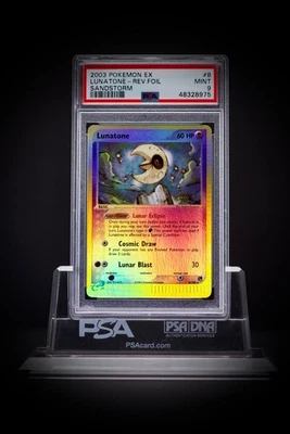 2003 Pokemon EX Sandstorm 8 Lunatone Rev Foil PSA 9 - Image 1 of 2