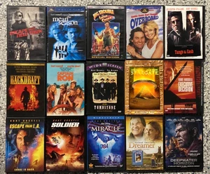 KURT RUSSELL 15 FILMS DVD SET ESCAPE NY/LA ,STARGATE,BACKDRAFT,OVERBOARD,MIRACLE - Picture 1 of 15