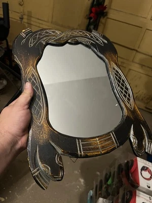 Vintage African Style Wooden Hand Carved Antique Mirror Wall Hanging Home Decor - Image 1 of 4