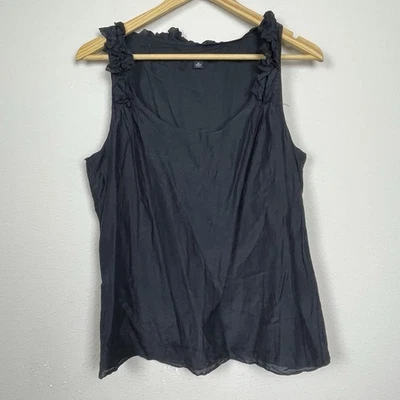 Camiseta sin mangas Banana Republic Y2K negra con volantes caprichosa mezcla de algodón seda gótica Foto 1 de 4