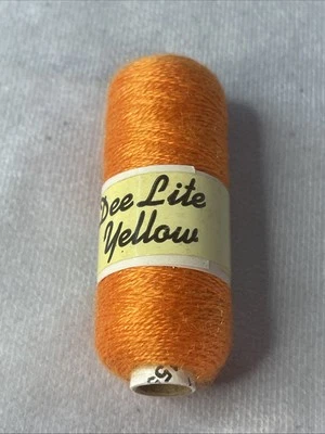 Vintage Spool Of Dee Lite Yellow #106 - Orange Sheen Yarn - Image 1 of 4