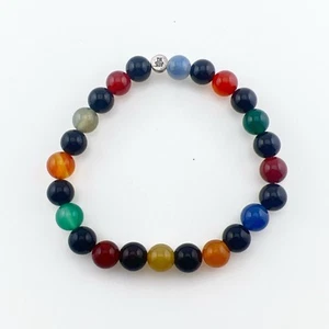 Jay King Bracelet Bead Stretch Sterling Silver 925 Rainbow Multi Gem Stones DTR - Picture 1 of 11