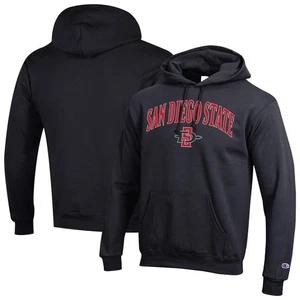Men's-Champion  Black San Diego State Aztecs Arched Logo Fleece Pullover Hoodie - Picture 1 of 3