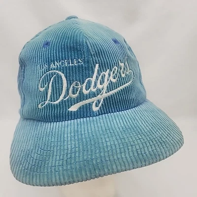Cap MLB Baseball Los Angeles LA Dodgers Script Corduroy Snap Back Adult Hat VTG  - Image 1 of 4