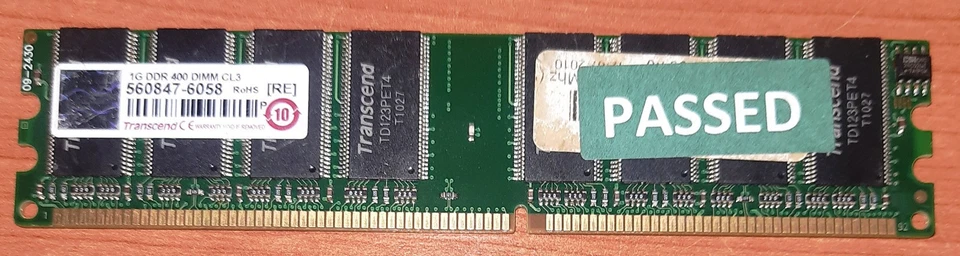 1x   RAM DDR  400MHZ PC3200 1 GByte  PC FISSO TRANSCEND - Immagine 1 di 1